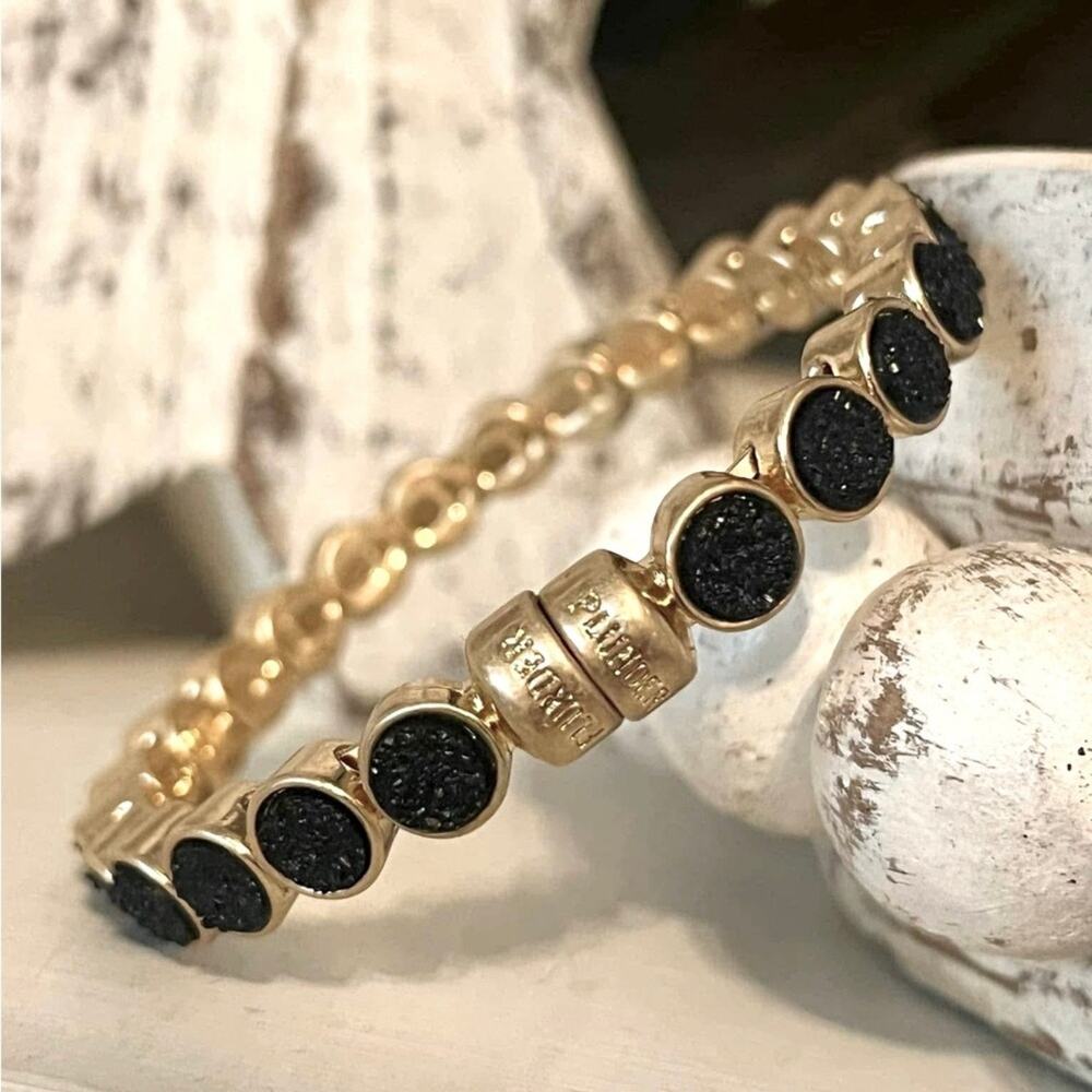 New Plunder “Cliff” Black Druzy Magnetic Bangle Bracelet (7.5”) - Picture 5 of 5